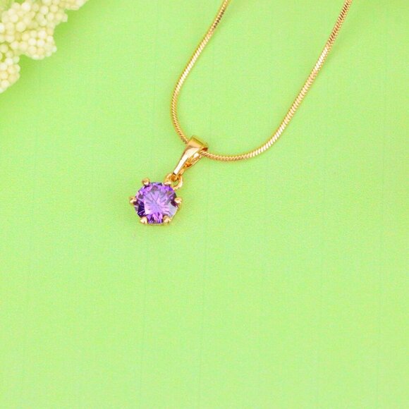 "Dainty Purple Round Pendant in Rose Gold Finish – Chic Design,XPPT1850 - Picture 10 of 13